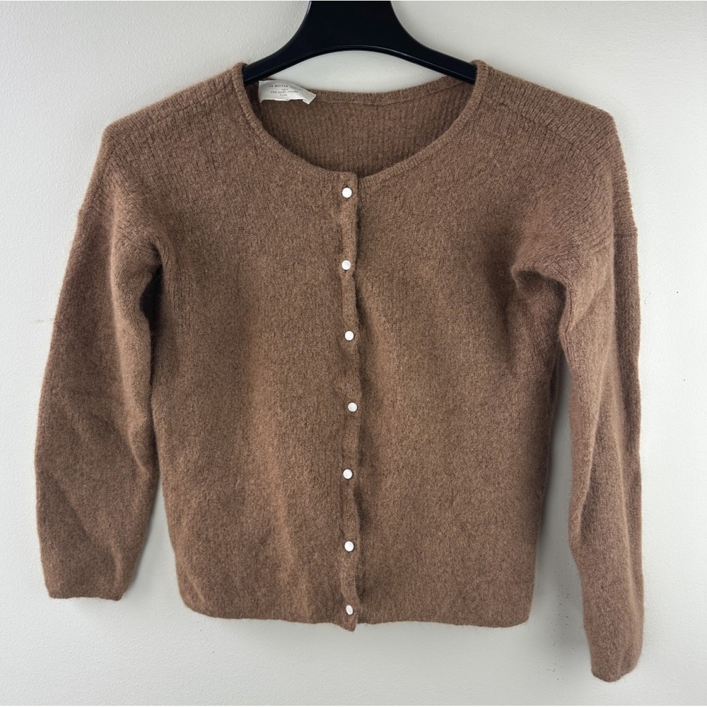Sezane Gaspard Super Kid Mohair Baby Alpaca Cardigan Sweater Brown M Luxury - Picture 2 of 14